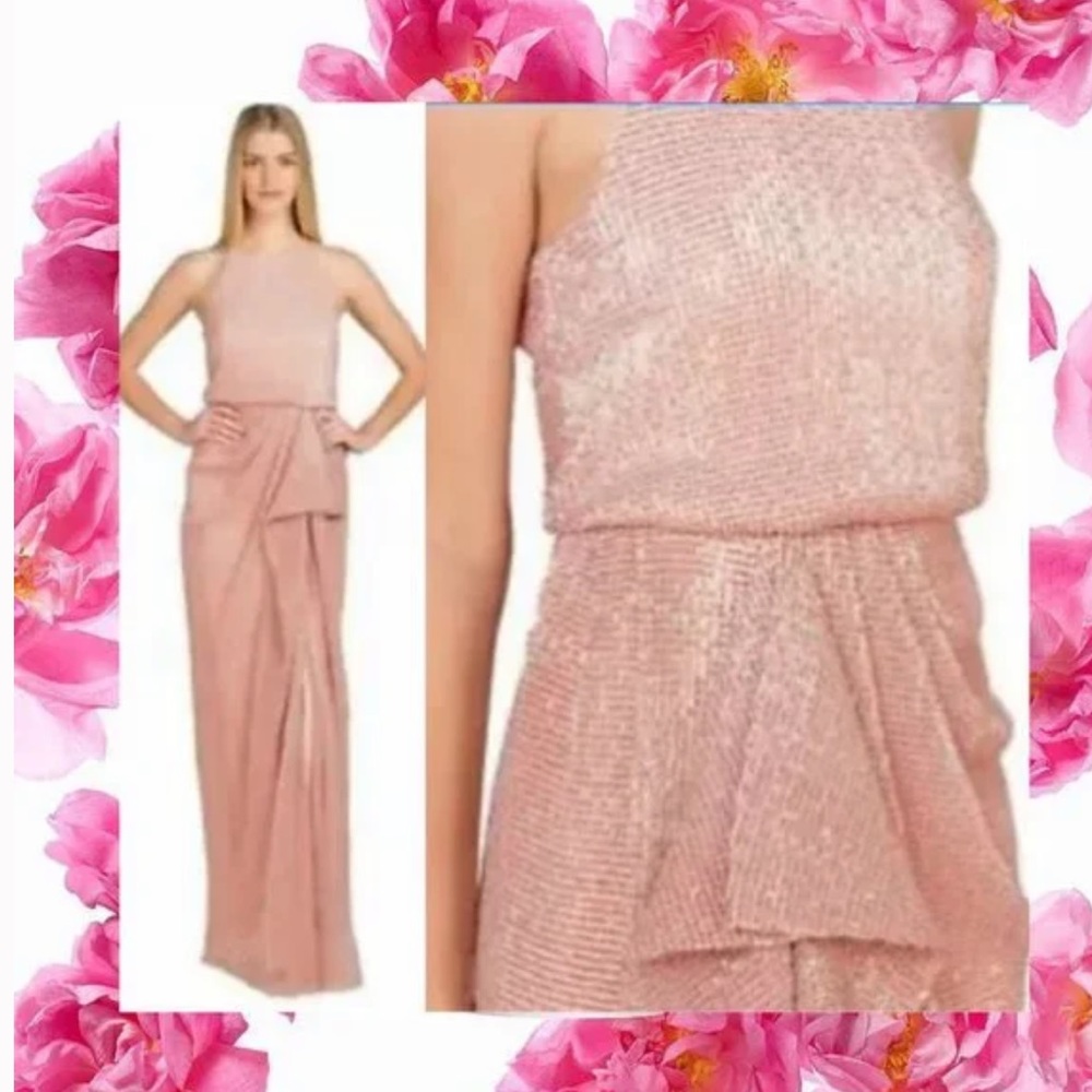 $660 BADGLEY MISCHKA Women's Pink Blush midi Gown small